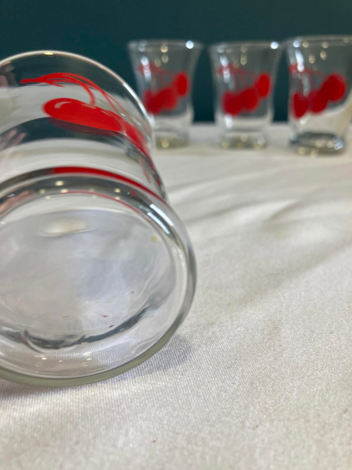 Vintage Libbey Cherry Juice Glasses Set of 4, 1960s Retro Barware