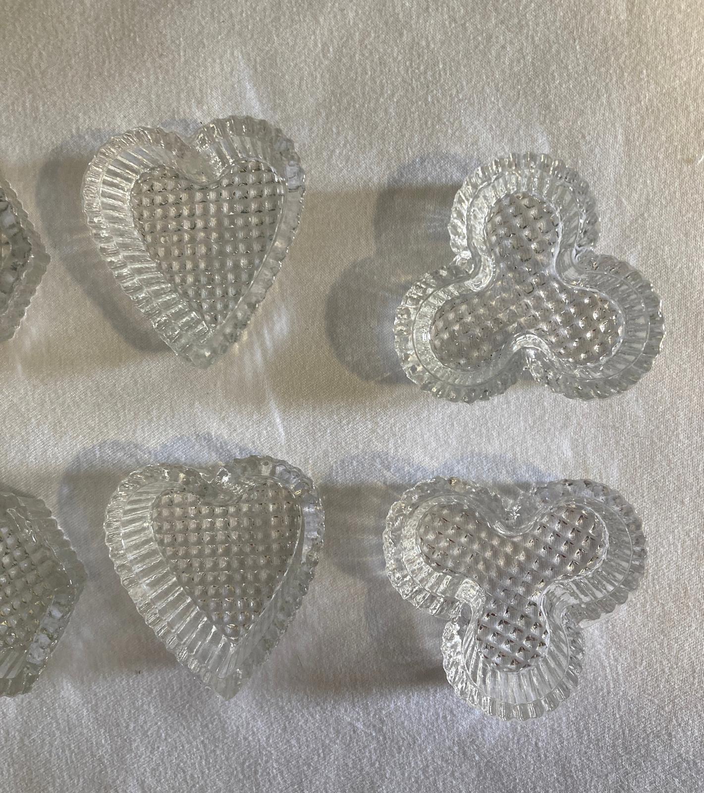 Antique Pressed Glass Assorted Shapes Salt Cellers - Heart, Star, Clover