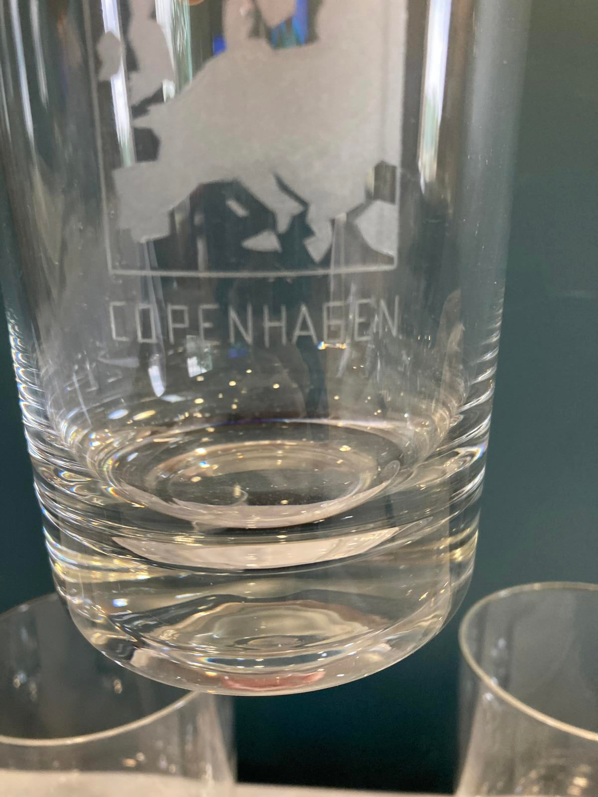 Vintage Etched Glass European City Tumbler Set of 7