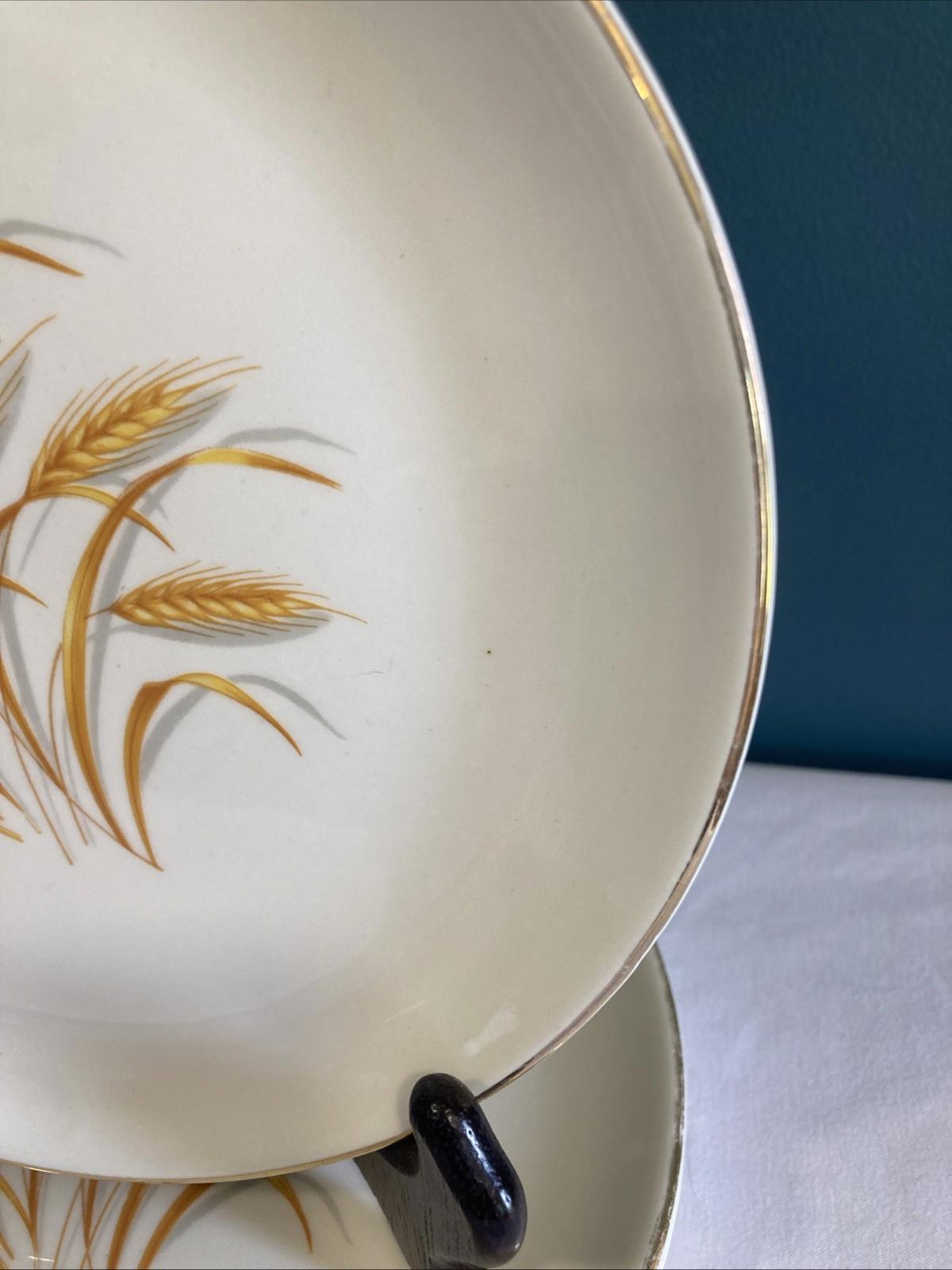 Homer Laughlin Golden Wheat Salad Plates Set of 4, 7.25” 22K Gold Trim Made in USA