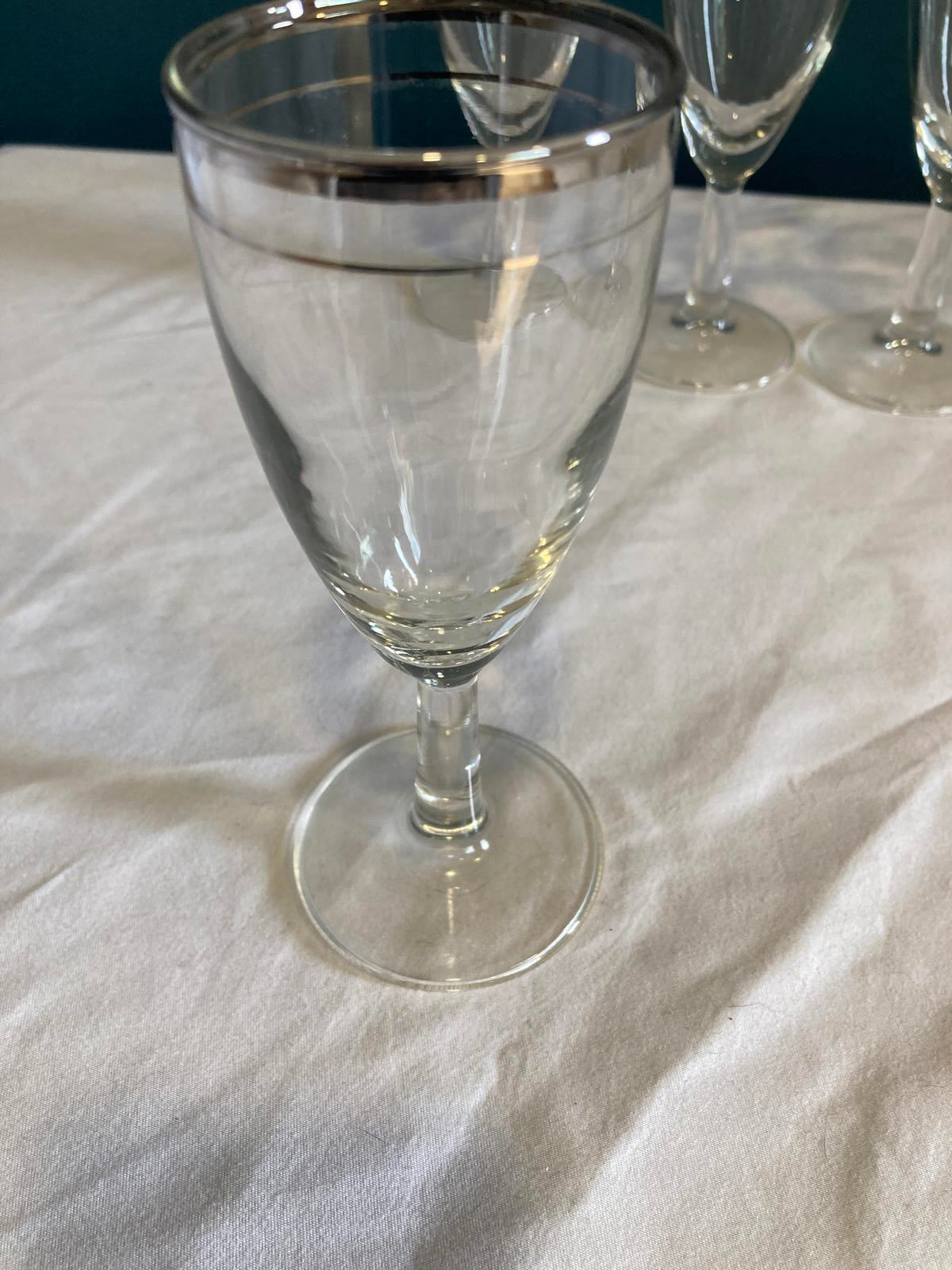 Vintage Javit Platinum Rimmed Glasses, set of 5