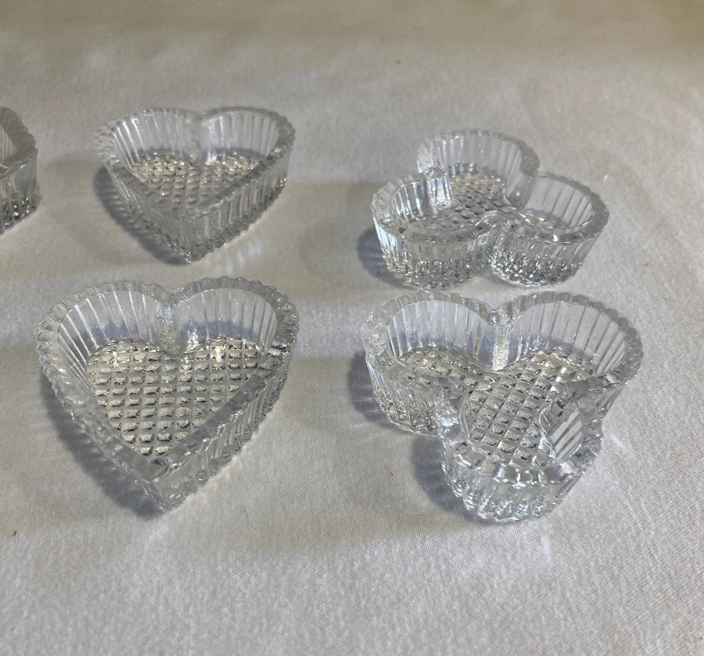 Antique Pressed Glass Assorted Shapes Salt Cellers - Heart, Star, Clover