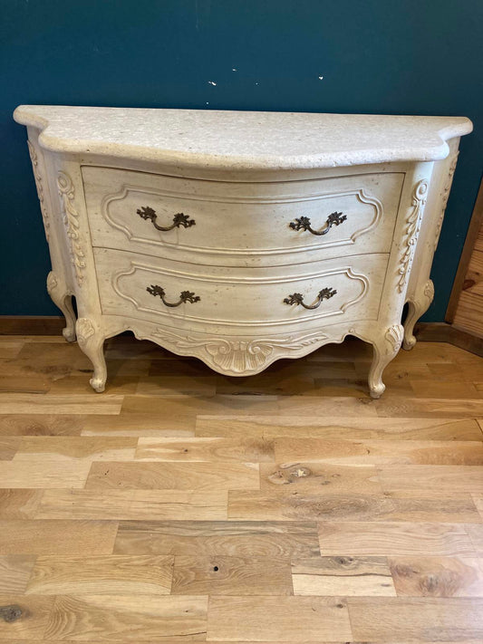 Antique Painted French Style Dresser – Elegant Curved Front Vintage Finds Chest