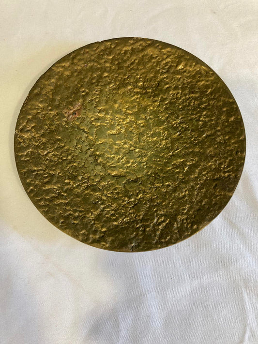 Vintage Textured Brass Round Trinket Dish