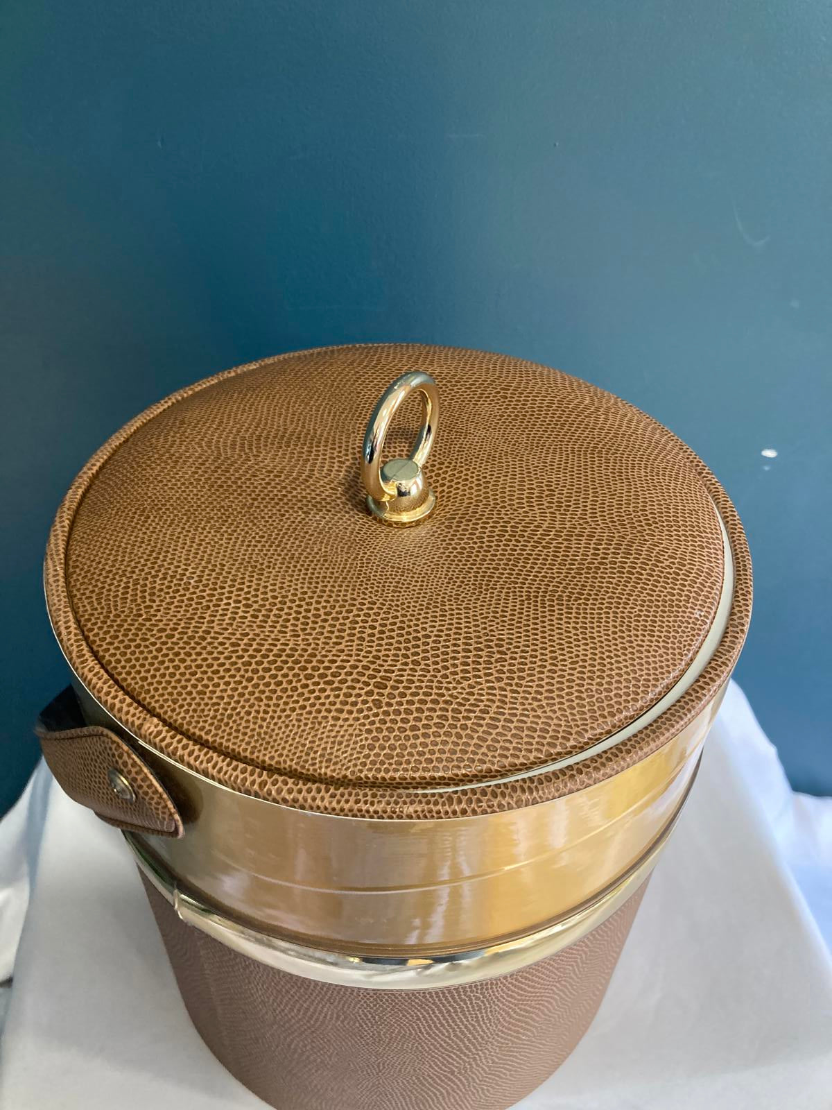 Georges Briard Faux Leather Ice Bucket Mid Century Barware