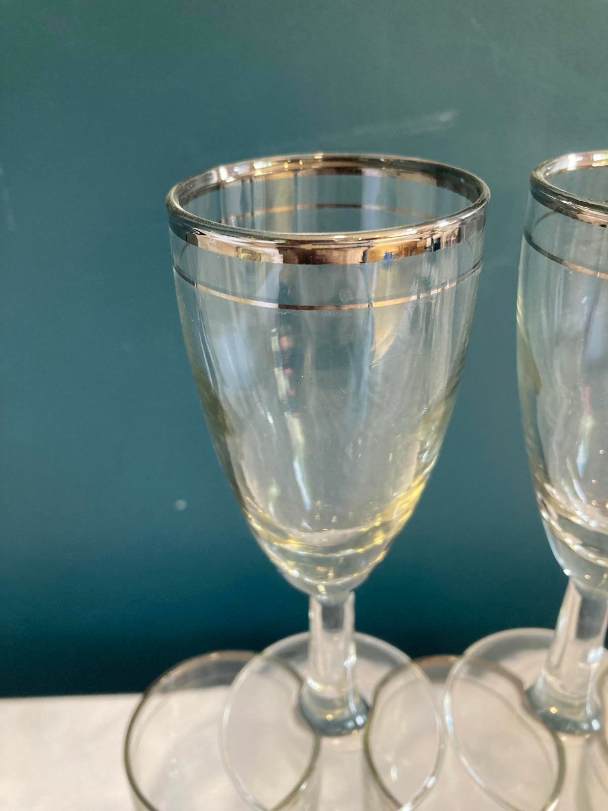 Vintage Javit Platinum Rimmed Glasses, set of 5