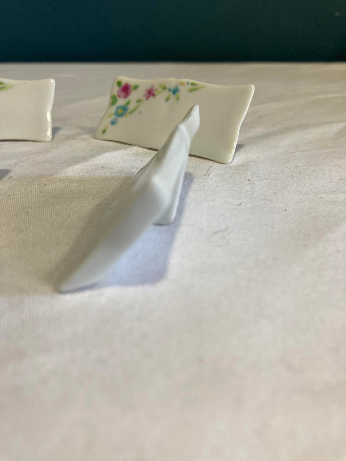 Vintage Floral Porcelain Japanese Chopstick Rests – Set of 6