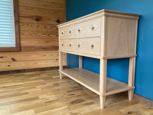 Handmade Solid Oak Console with Drawers – Entryway Table – Custom Wood Sideboard