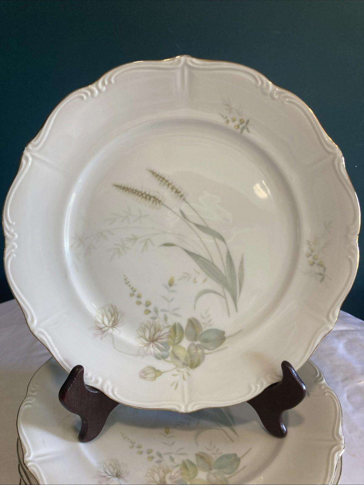 Vintage Forest “Harvest” Thistle Dinner Plate 10” Gold Rim Bavaria Germany, set of 8