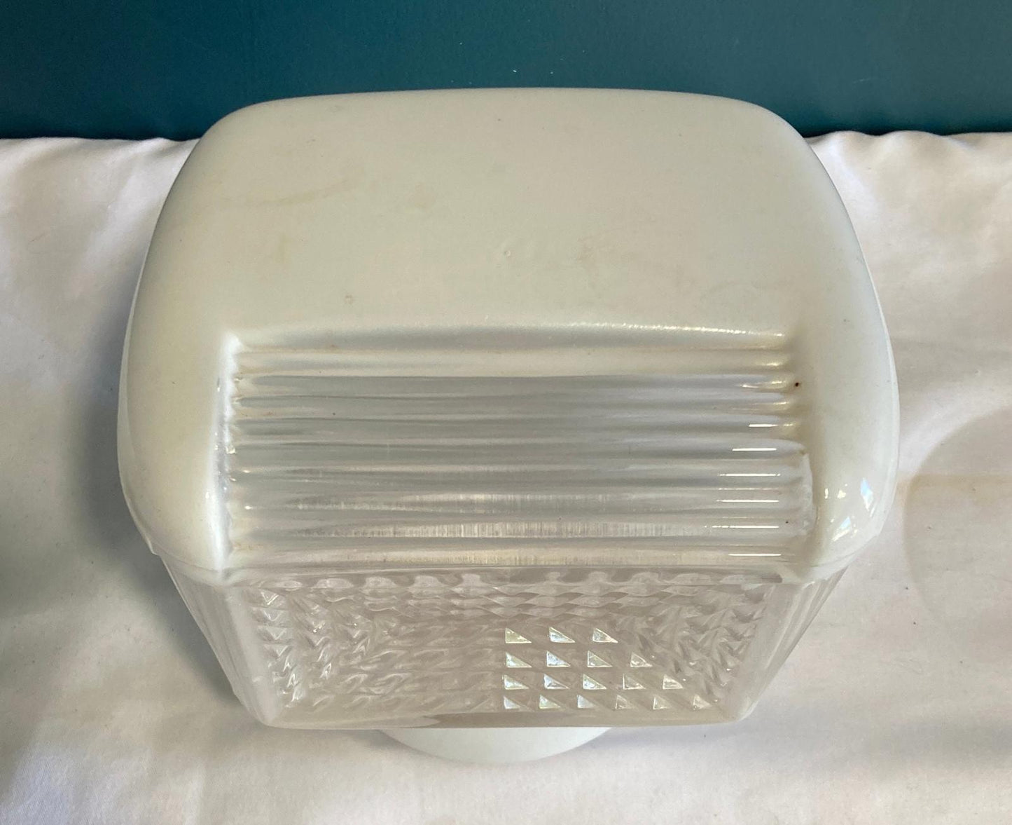 Antique Art Deco Milk Glass Woven Sconce
