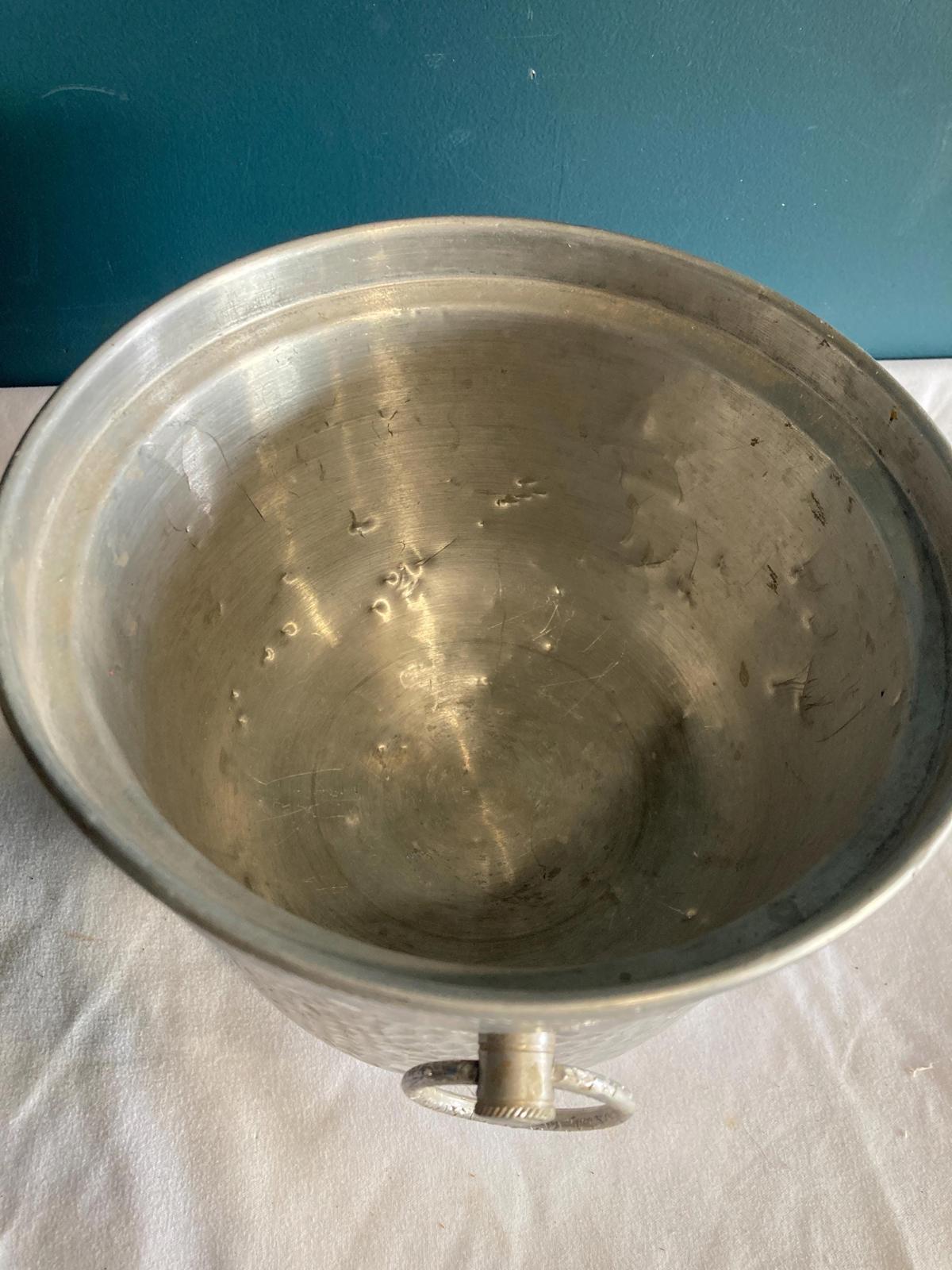 Vintage Hammered Aluminum Italian Ice Bucket With Handles