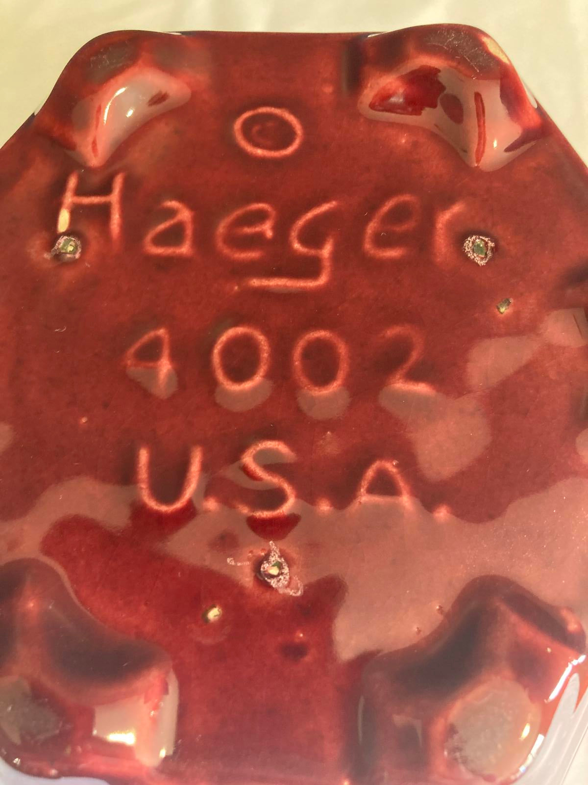 Vintage Haeger USA Pottery Pentagon Bowl Deep Red | MCM Ceramic Planter