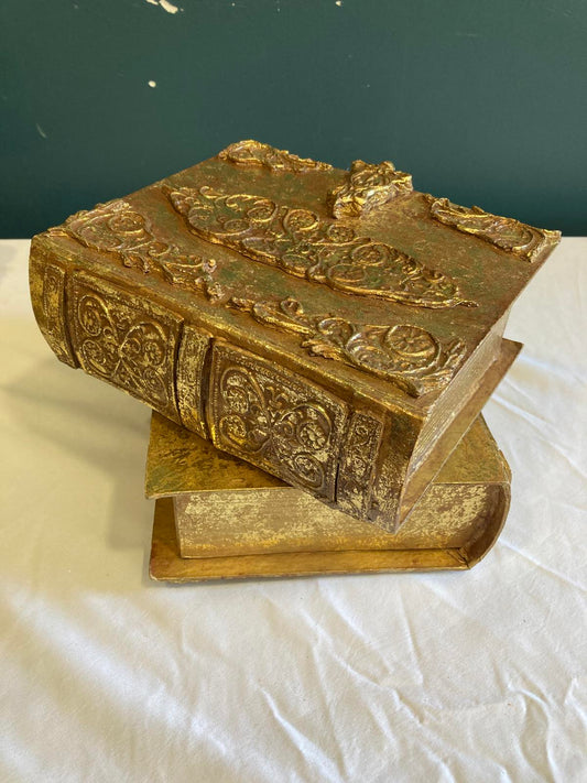 Vintage Gold Decorative Ornate Boxes Set of 2