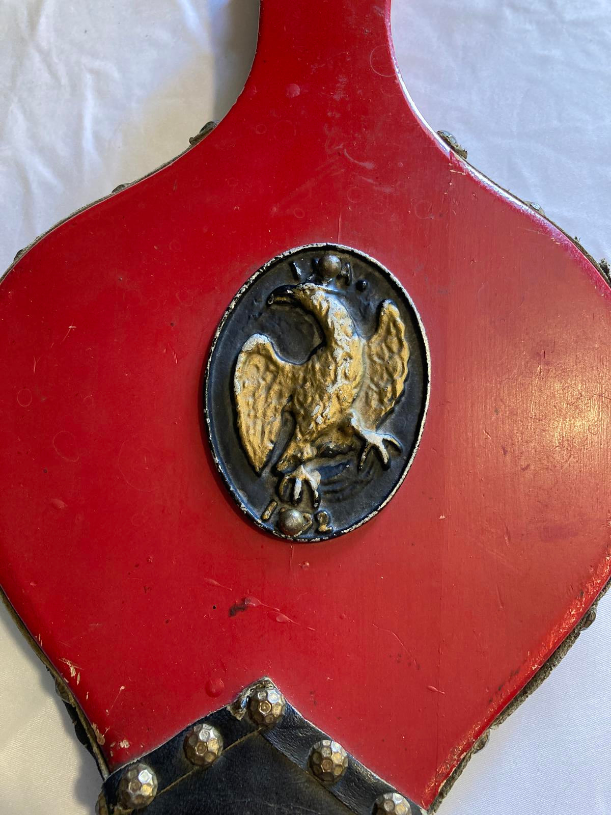 Vintage Red Fireplace Bellows with Eagle Emblem