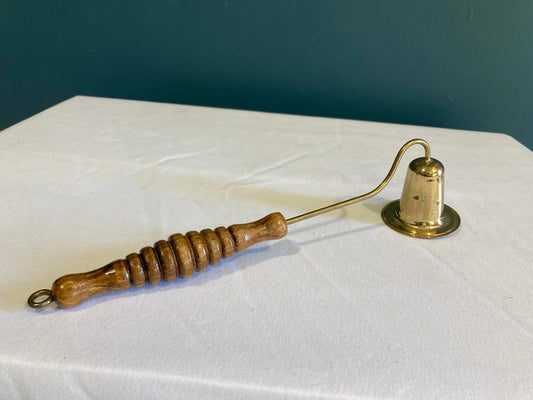 Vintage Brass Candle Snuffer with Turned Wood Handle