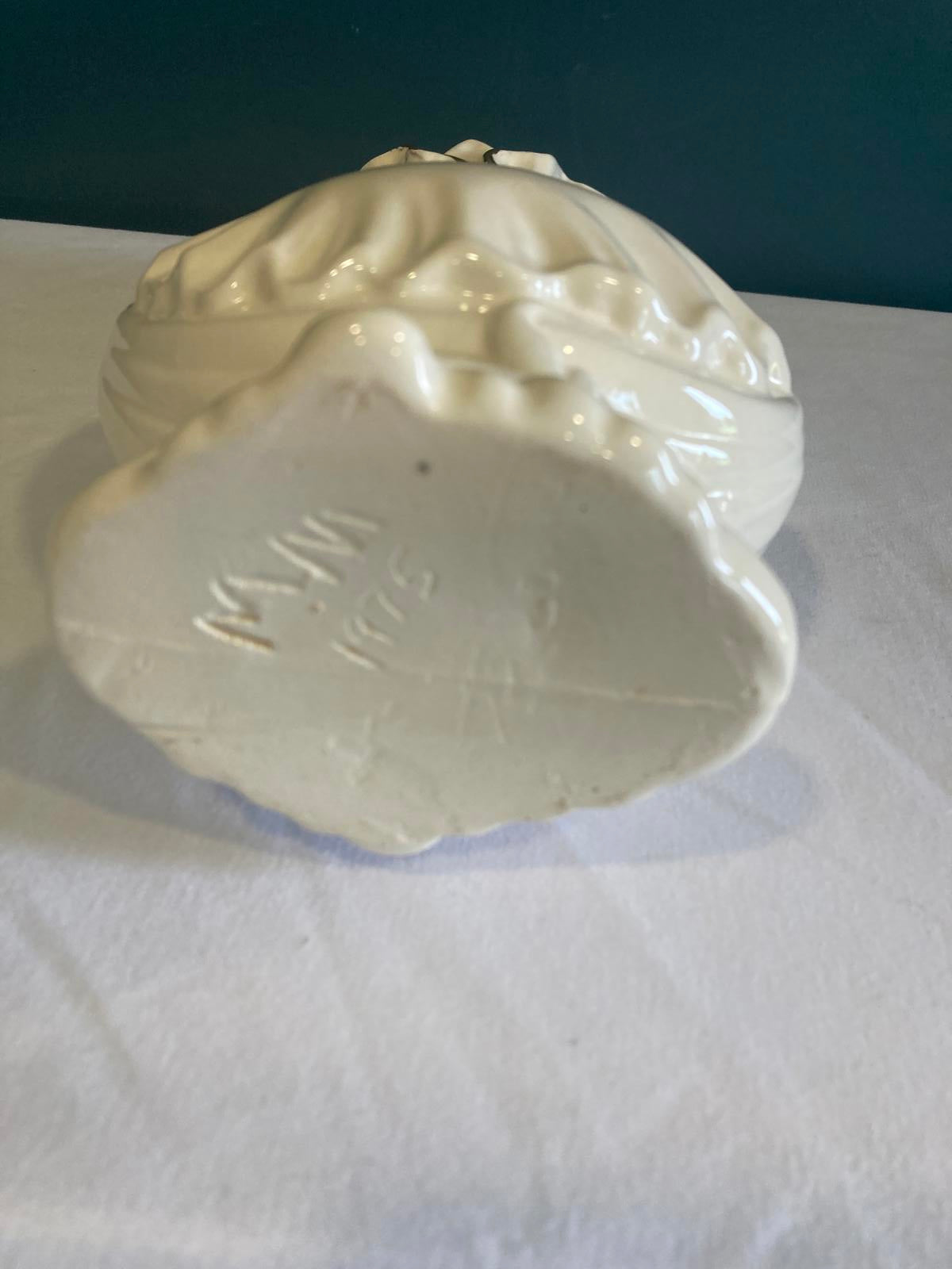 White Ceramic Vase with Gold Trim – Rococo Revival Scroll Handles