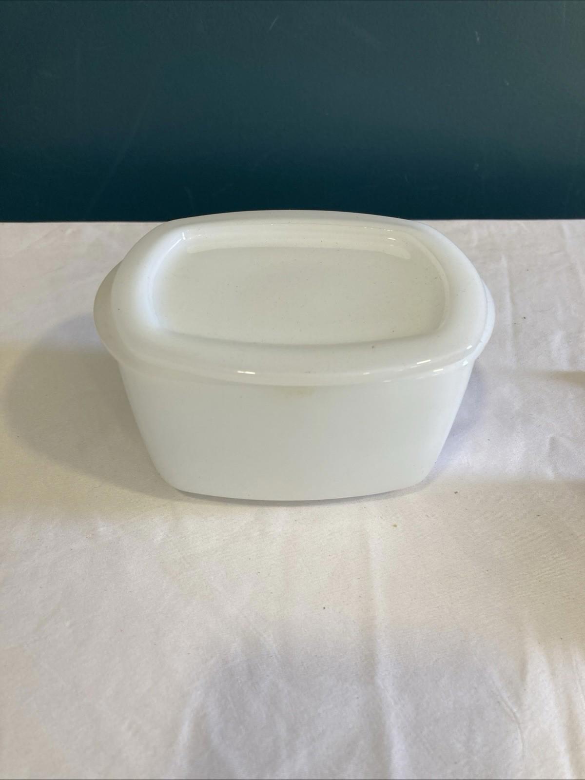 Vintage Fire King White Milk Glass 4" Oven Refrigerator Dish with Lid