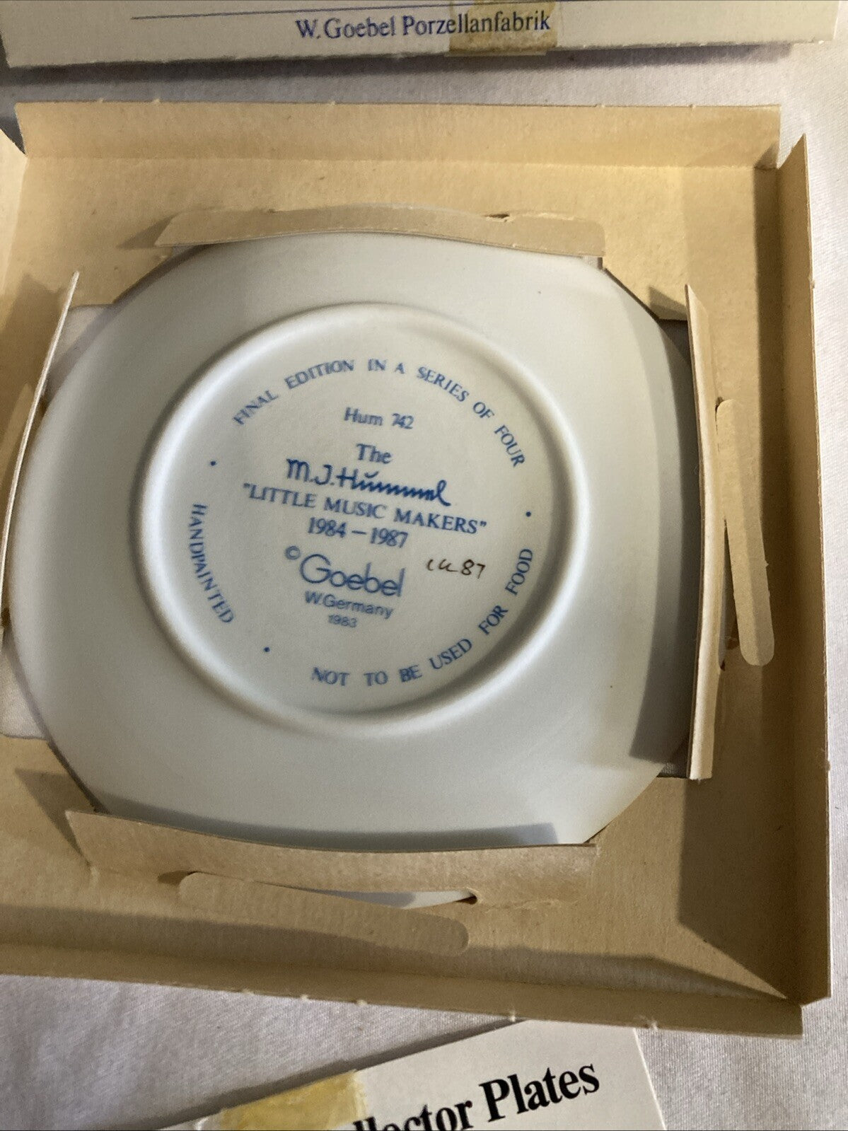 Hummel Goebel 4” Plate Band Leader 1987 Hand Painted #315 W/ Box Vintage Germany