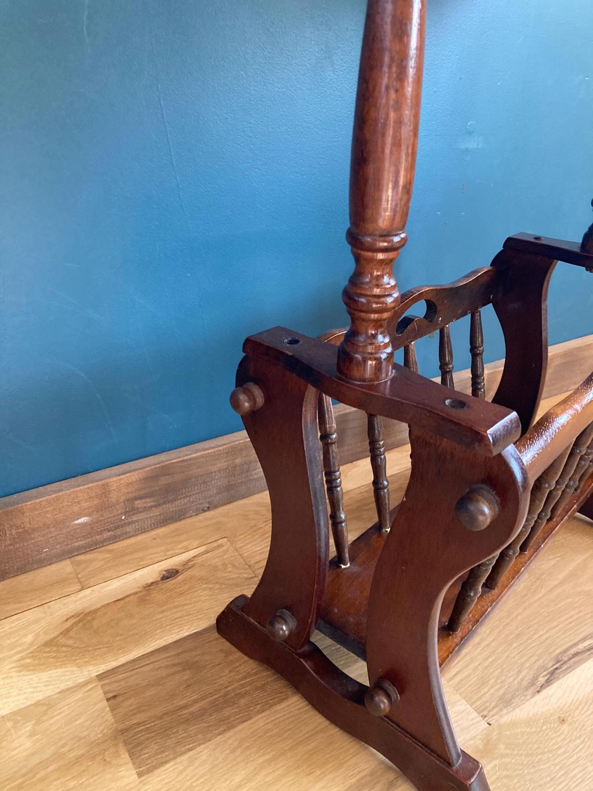 Midcentury Wood Side Table With Magazine Rack