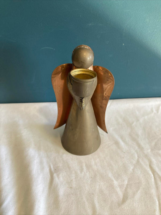 Vintage Brass & Copper Angel Candle Holder – Mid Century Modern Holiday Decor