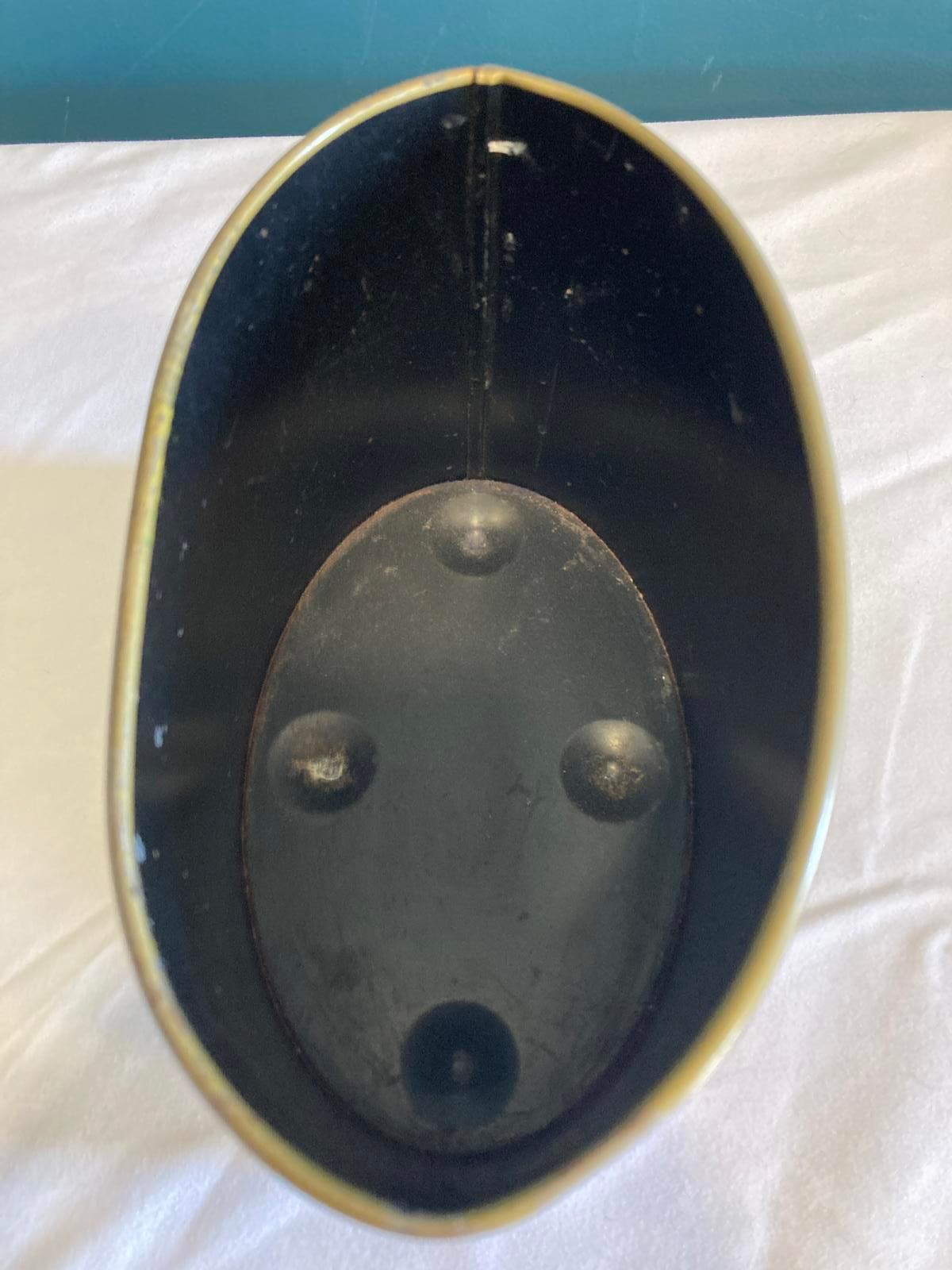Vintage Toleware Small Oval Peacock Cachepot or Planter