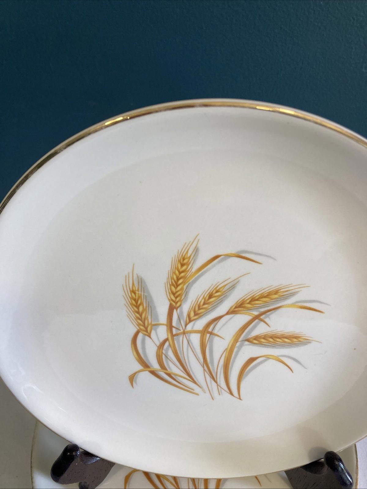 Homer Laughlin Golden Wheat Salad Plates Set of 4, 7.25” 22K Gold Trim Made in USA