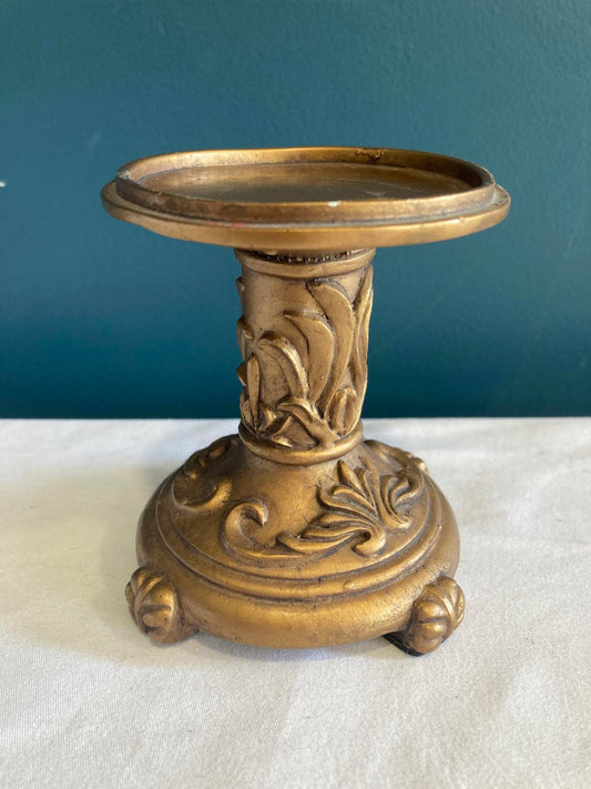 Vintage Ornate Gold Pedestal Stand or Candle Holder