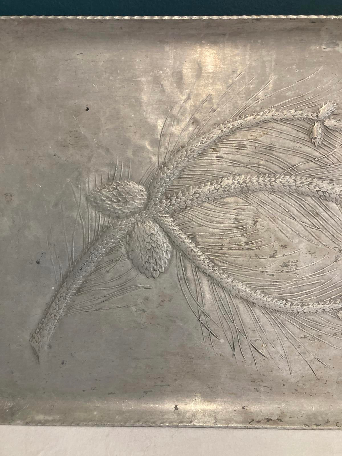 Vintage Everlast Forged Aluminum Tray with Pinecone Design