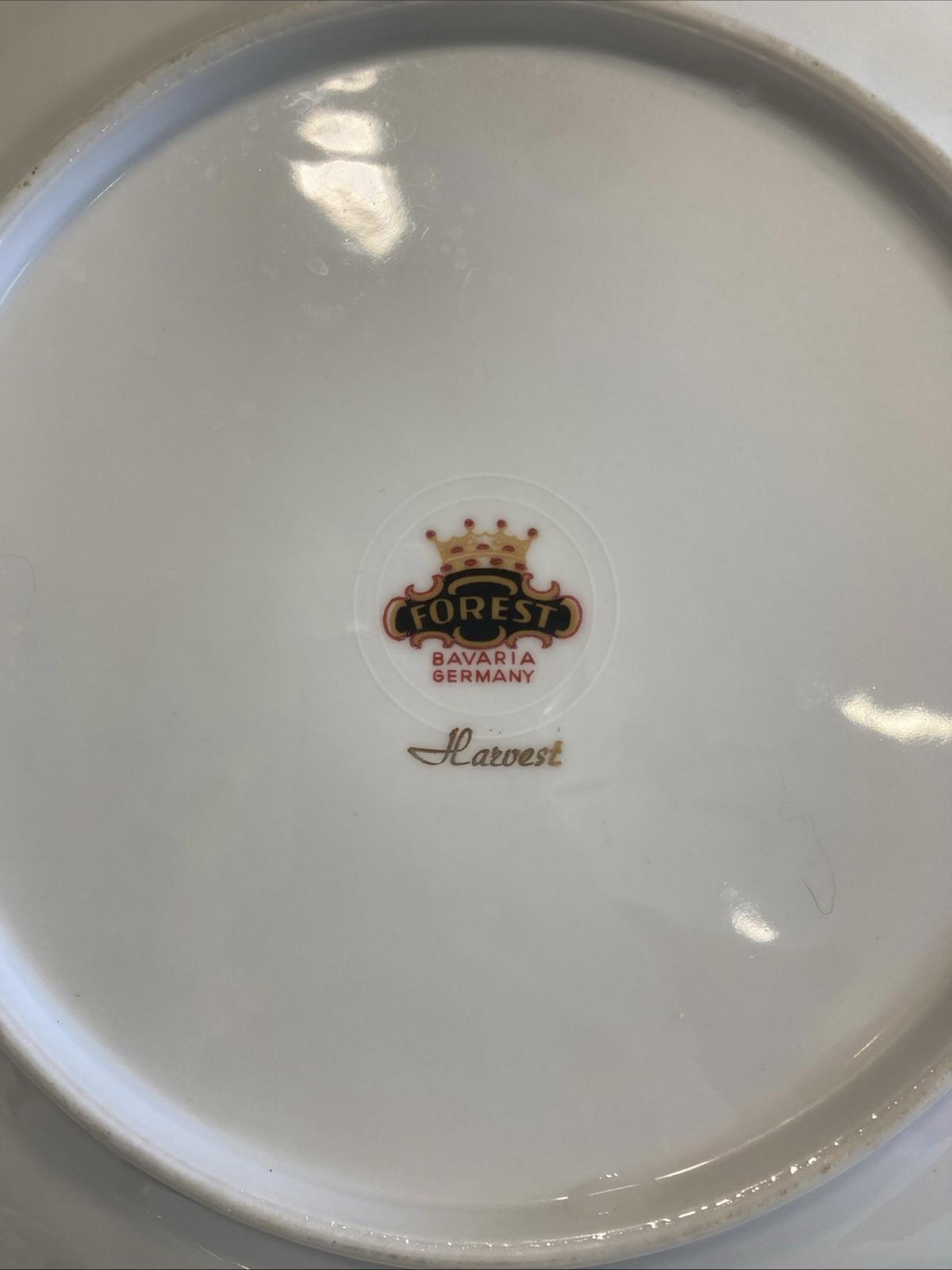 Vintage Forest “Harvest” Thistle Dinner Plate 10” Gold Rim Bavaria Germany, set of 8