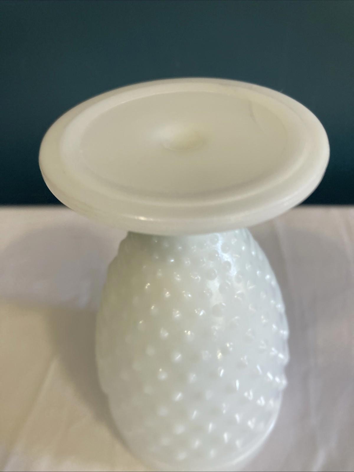 Vintage Anchor Hocking Milk Glass Goblet, Hobnail Dot Dash Pattern