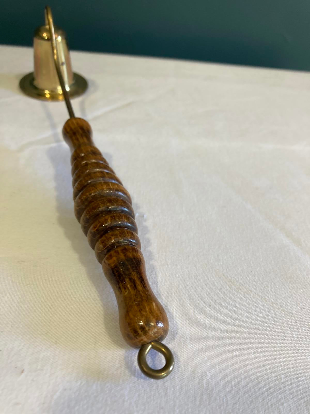 Vintage Brass Candle Snuffer with Turned Wood Handle