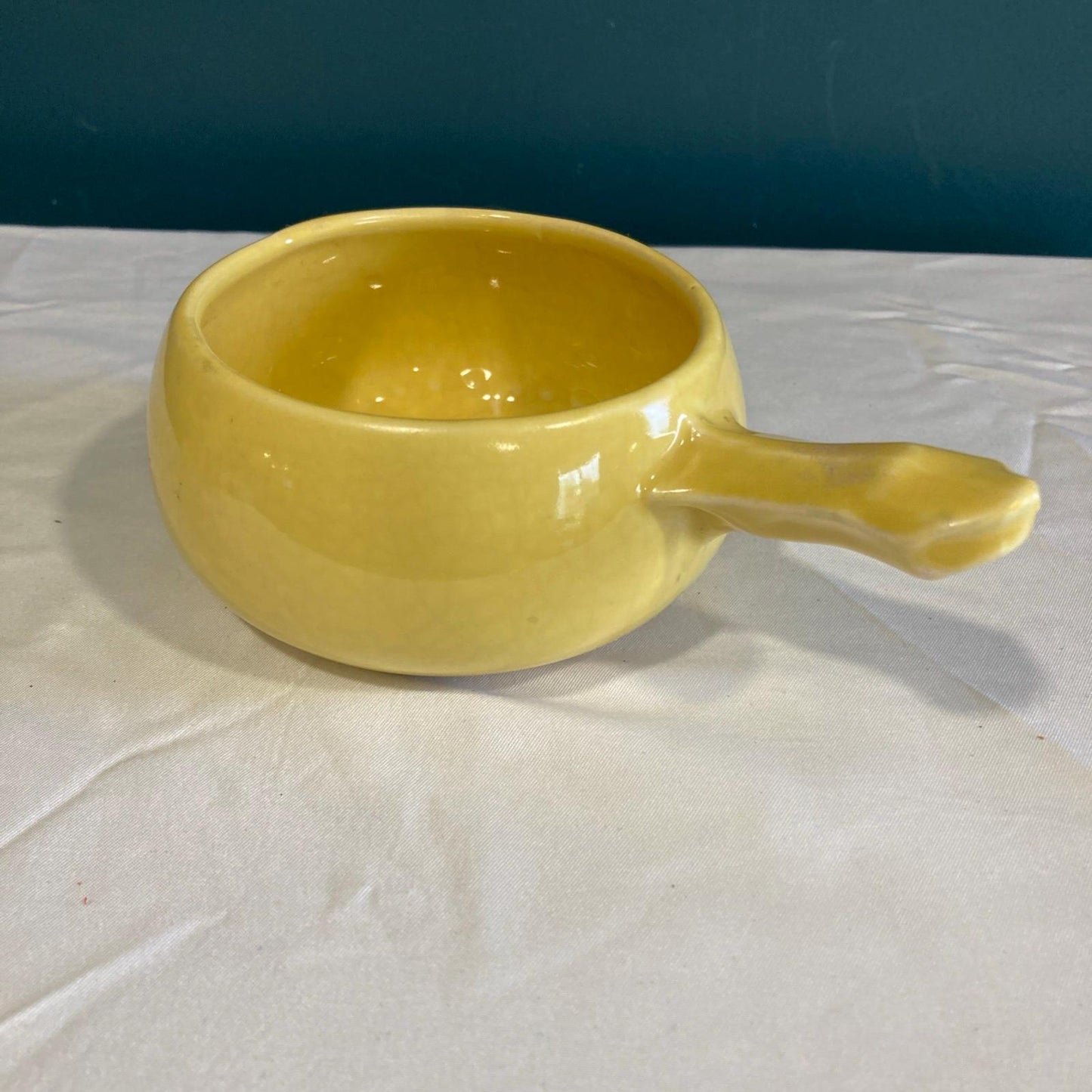 Vintage McCoy Pottery Yellow Bowl with Handle