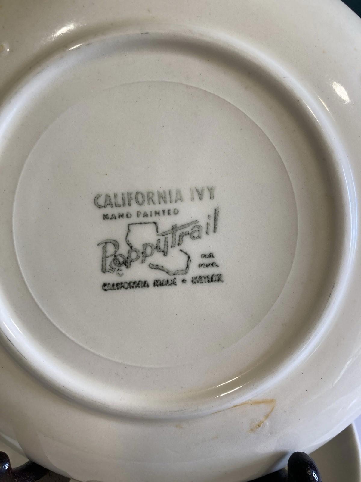 Vintage Metlox Poppytrail California Ivy Bread & Butter Plates – Set of 4 – 6.5” USA Pottery