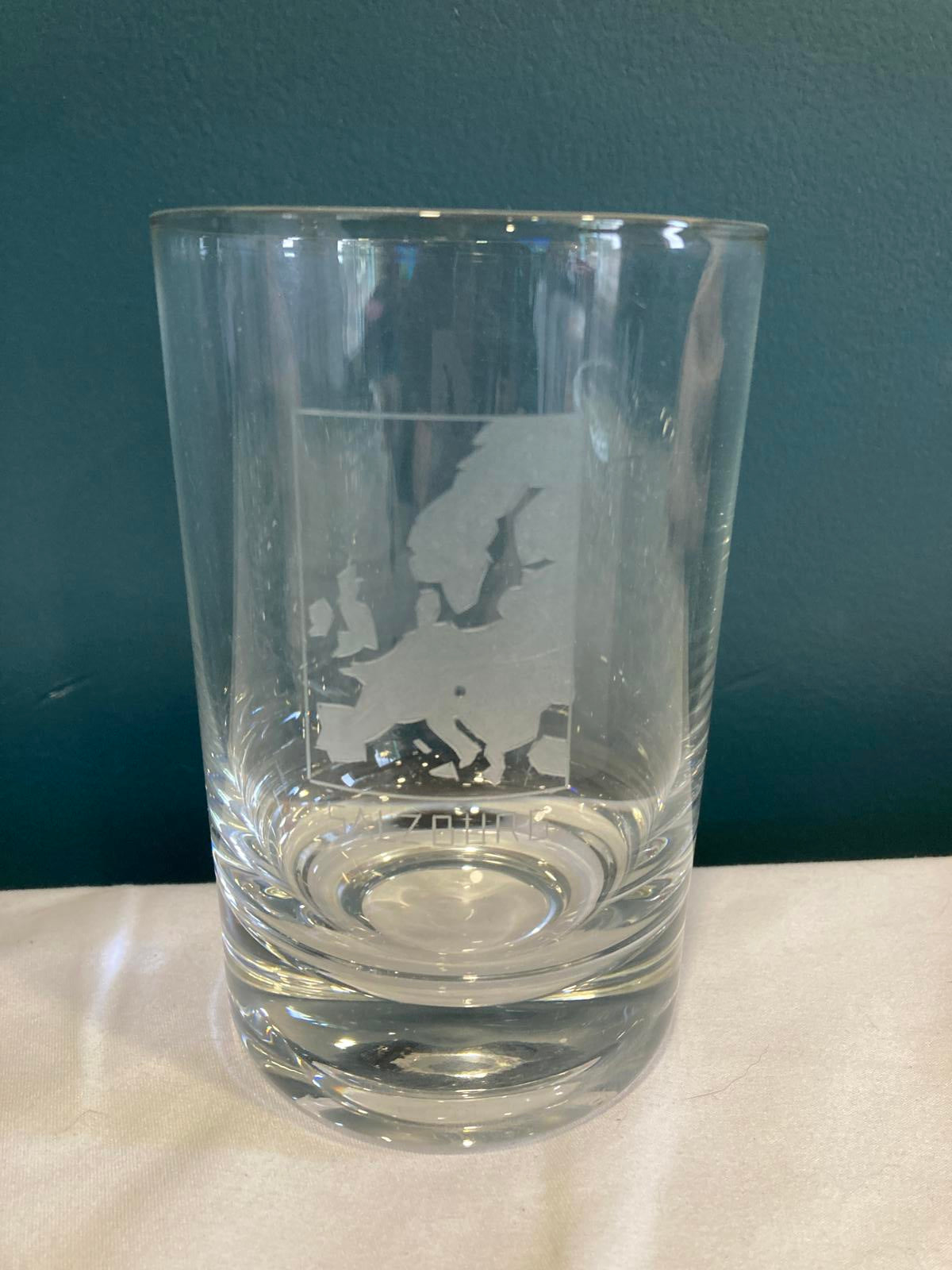 Vintage Etched Glass European City Tumbler Set of 7