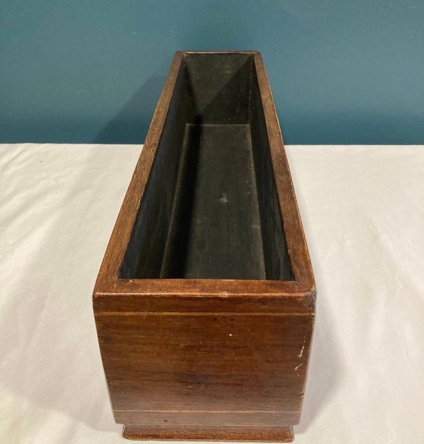Vintage Wood Box With Brass Greek Scene