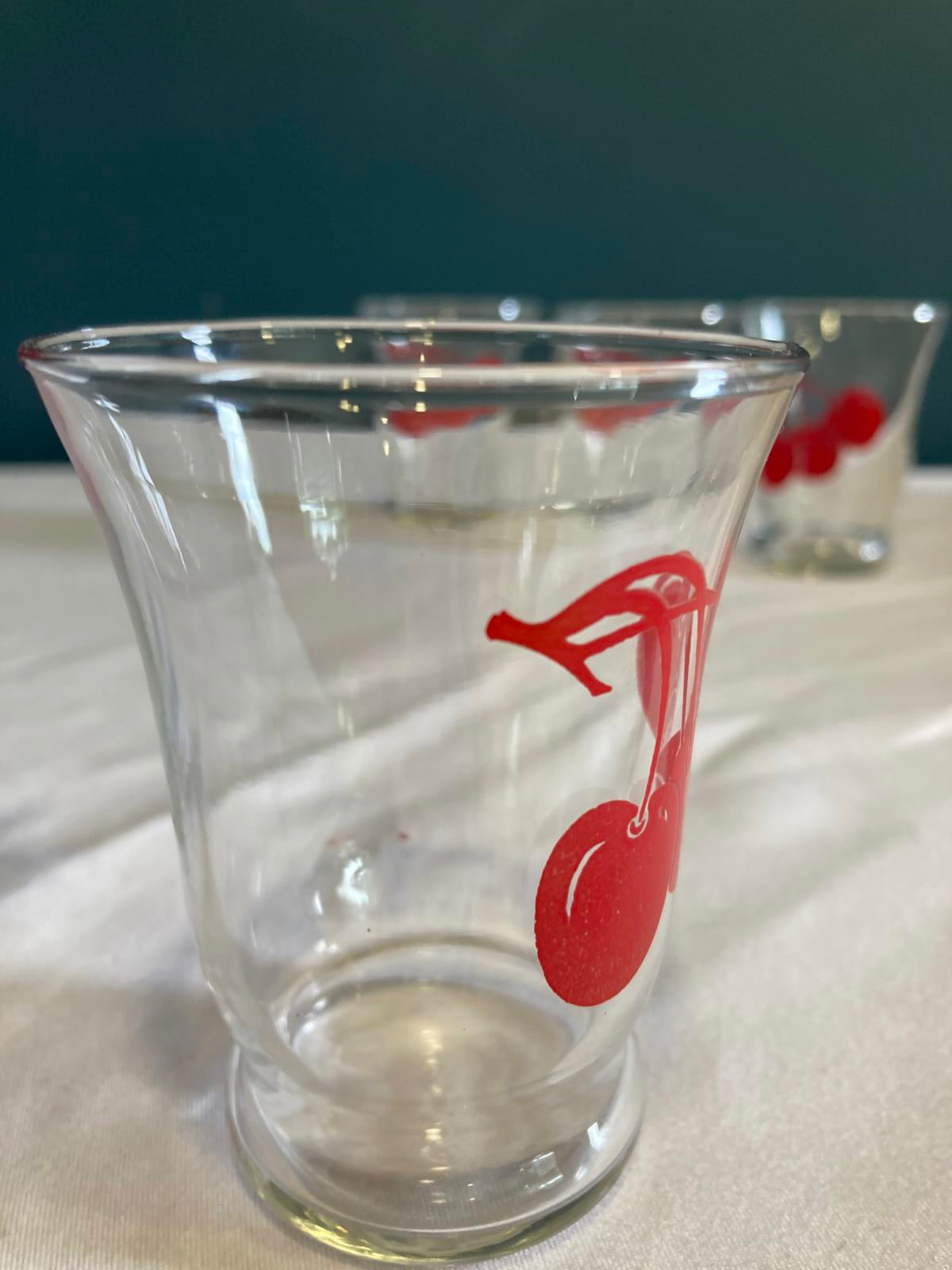 Vintage Libbey Cherry Juice Glasses Set of 4, 1960s Retro Barware