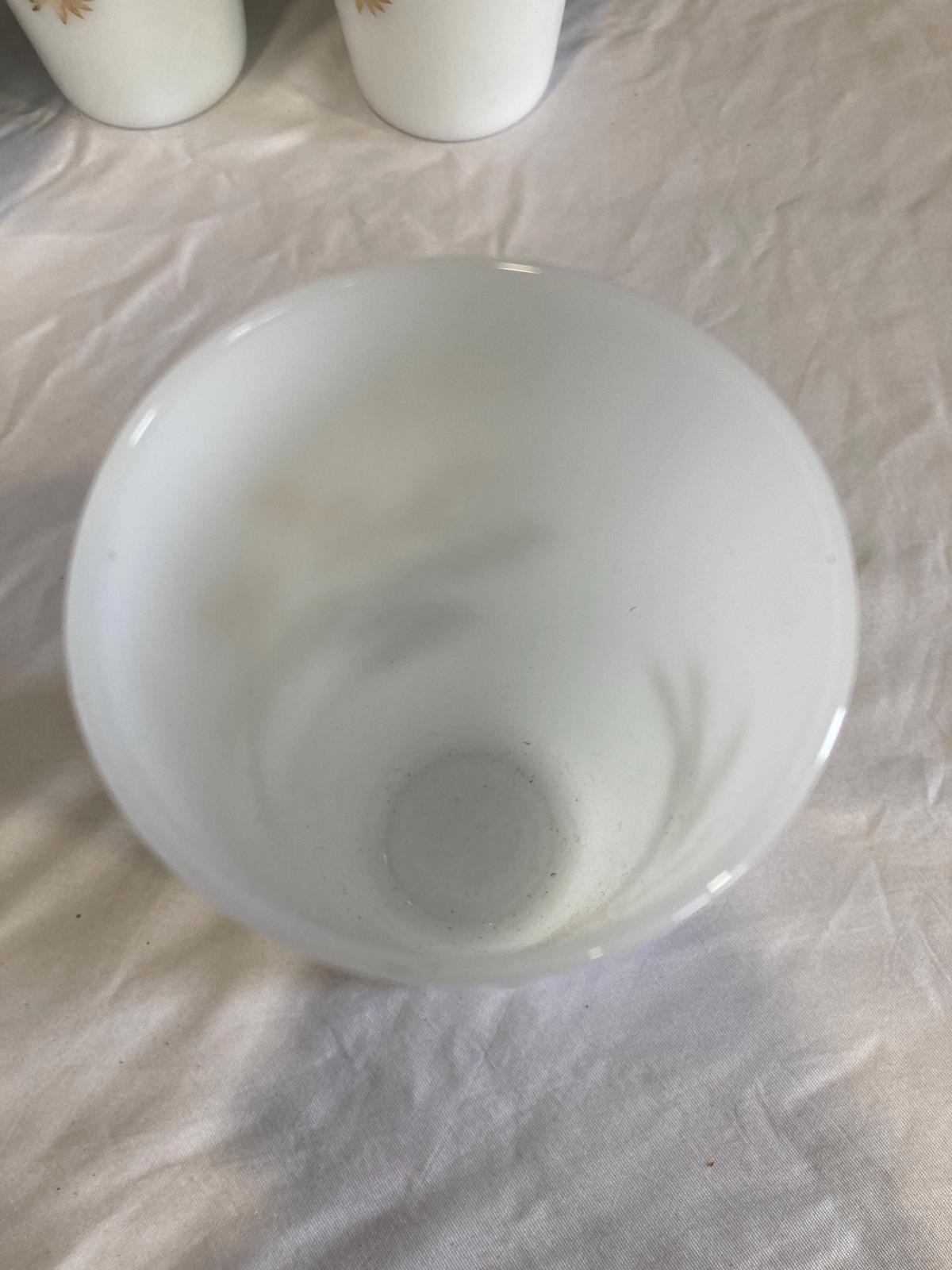 Vintage Milk Glass Tumblers with Gold Leaves, set of 4
