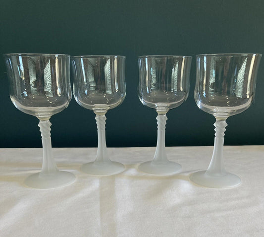 Set of 4 Wheaton Glass House Ritz Frost Stem Wine Goblets – 10.5oz w/ Box