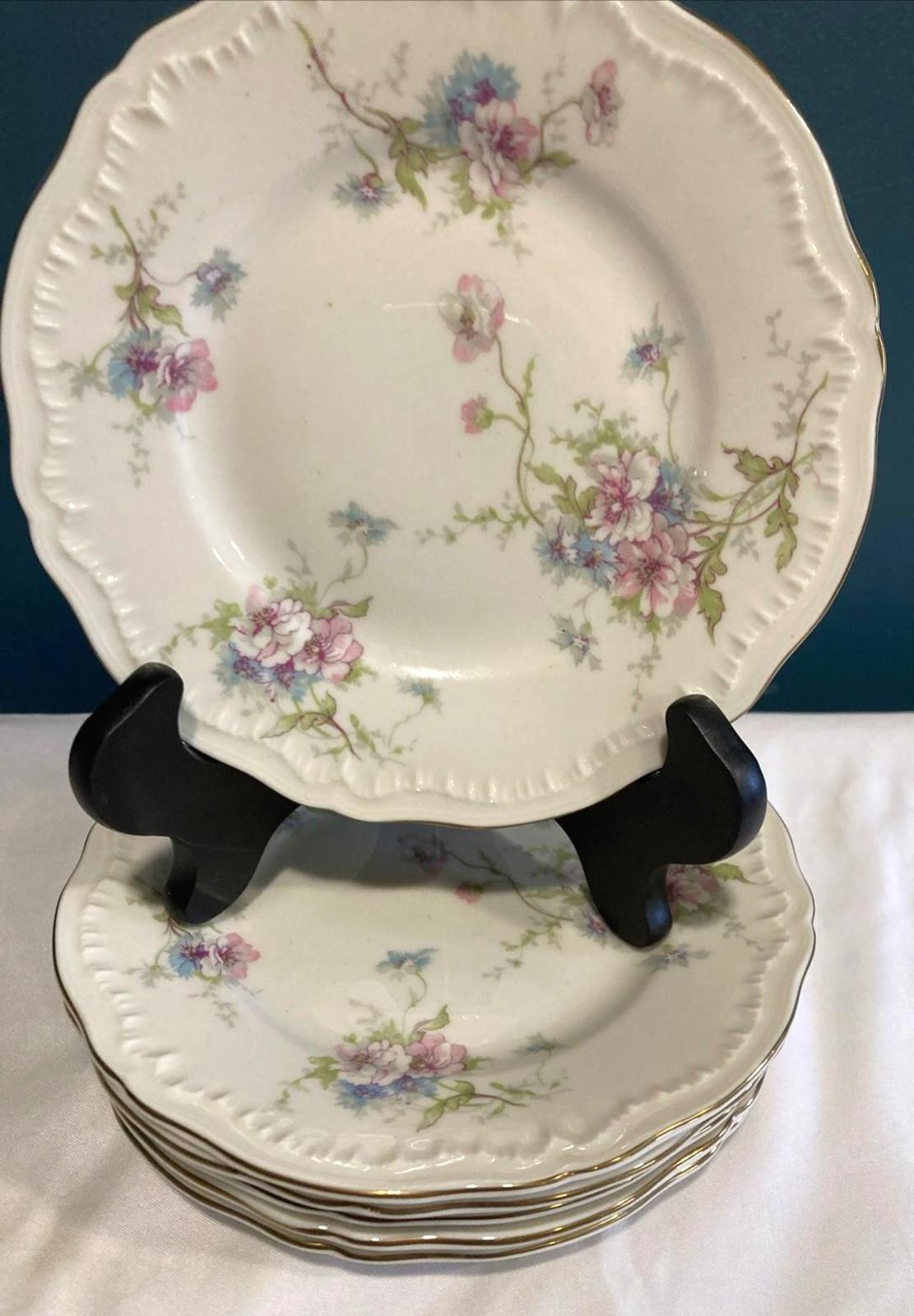 Vintage Theodore Haviland Annette Bread Plate Gold Rim Made in USA, set of 6