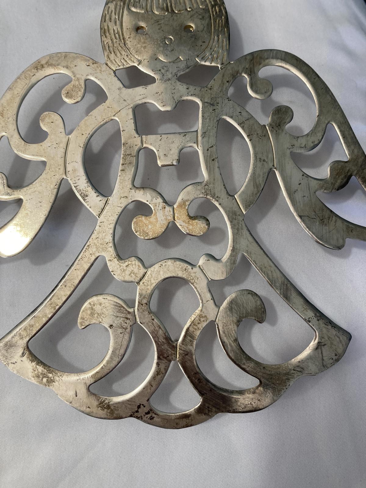 Vintage Silverplate Angel Wall Trivets Pair Mid Century Style