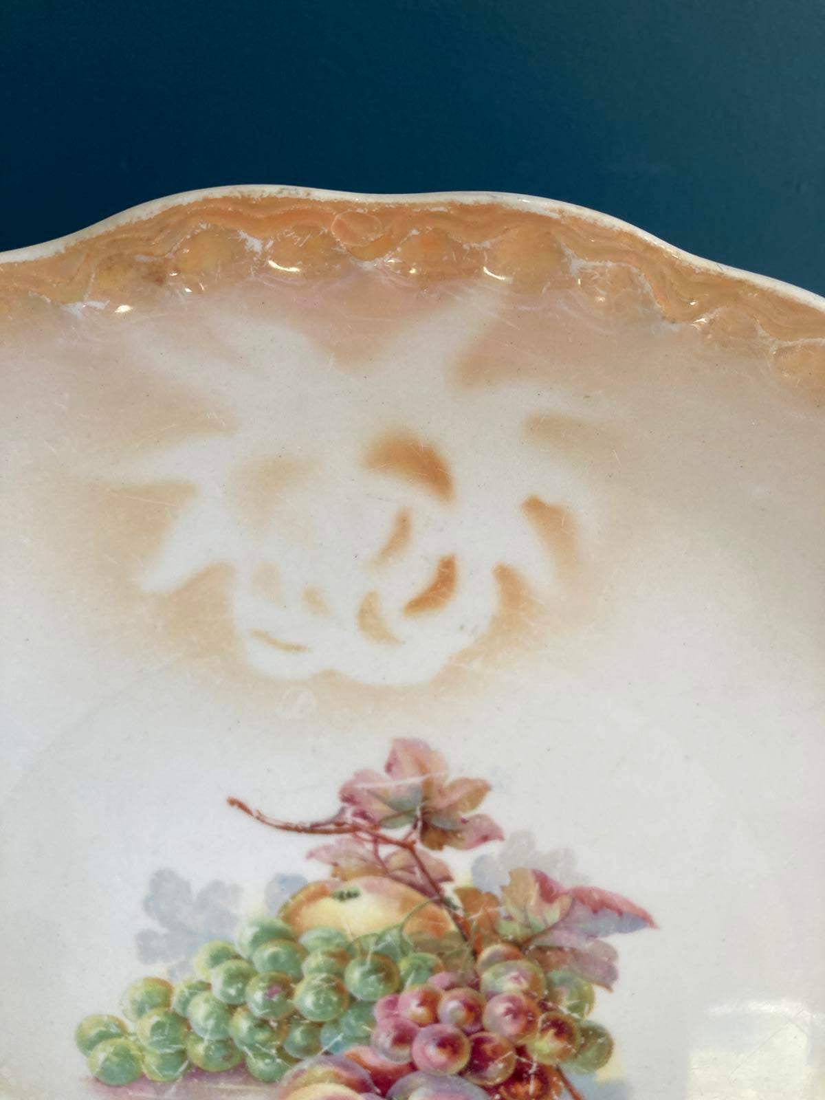 Antique D.E. McNicol Fruit Luster Plate with Gold Trim