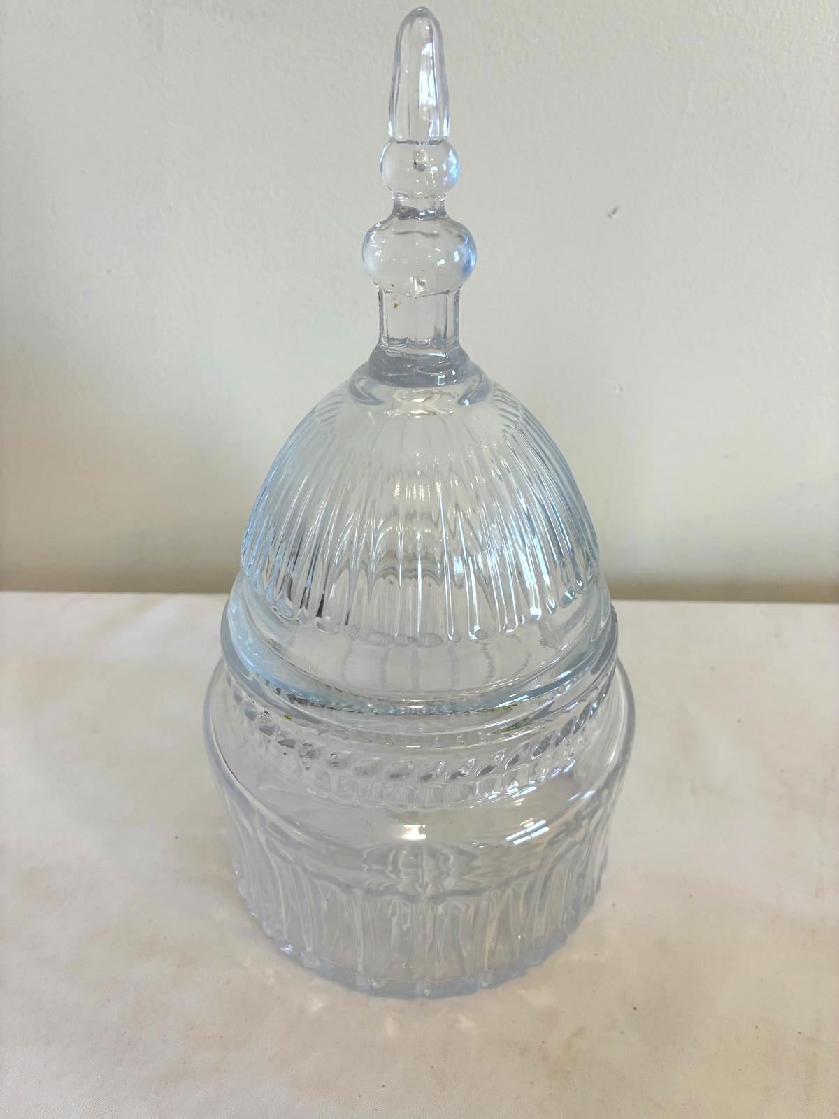 24% Lead Crystal Covered Candy Dish Bell Jar Cut Glass