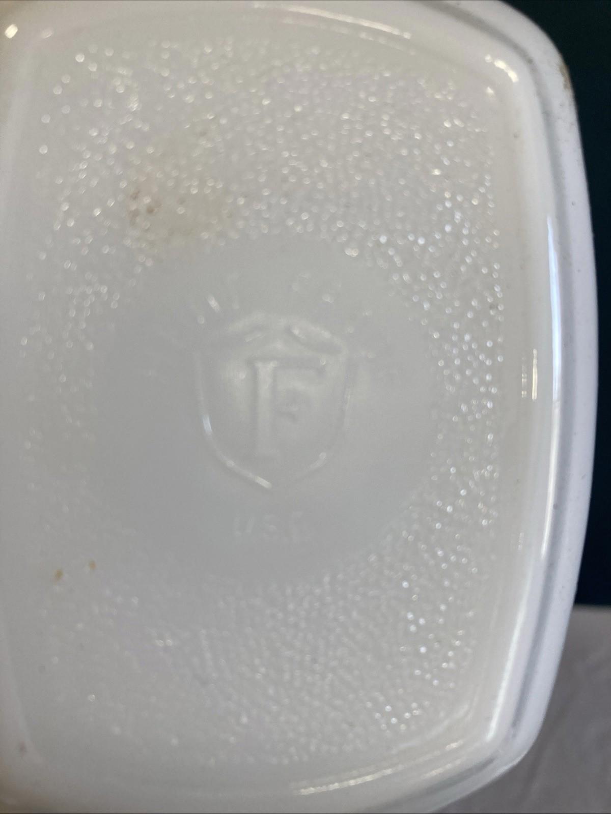 Vintage Fire King White Milk Glass 4" Oven Refrigerator Dish with Lid