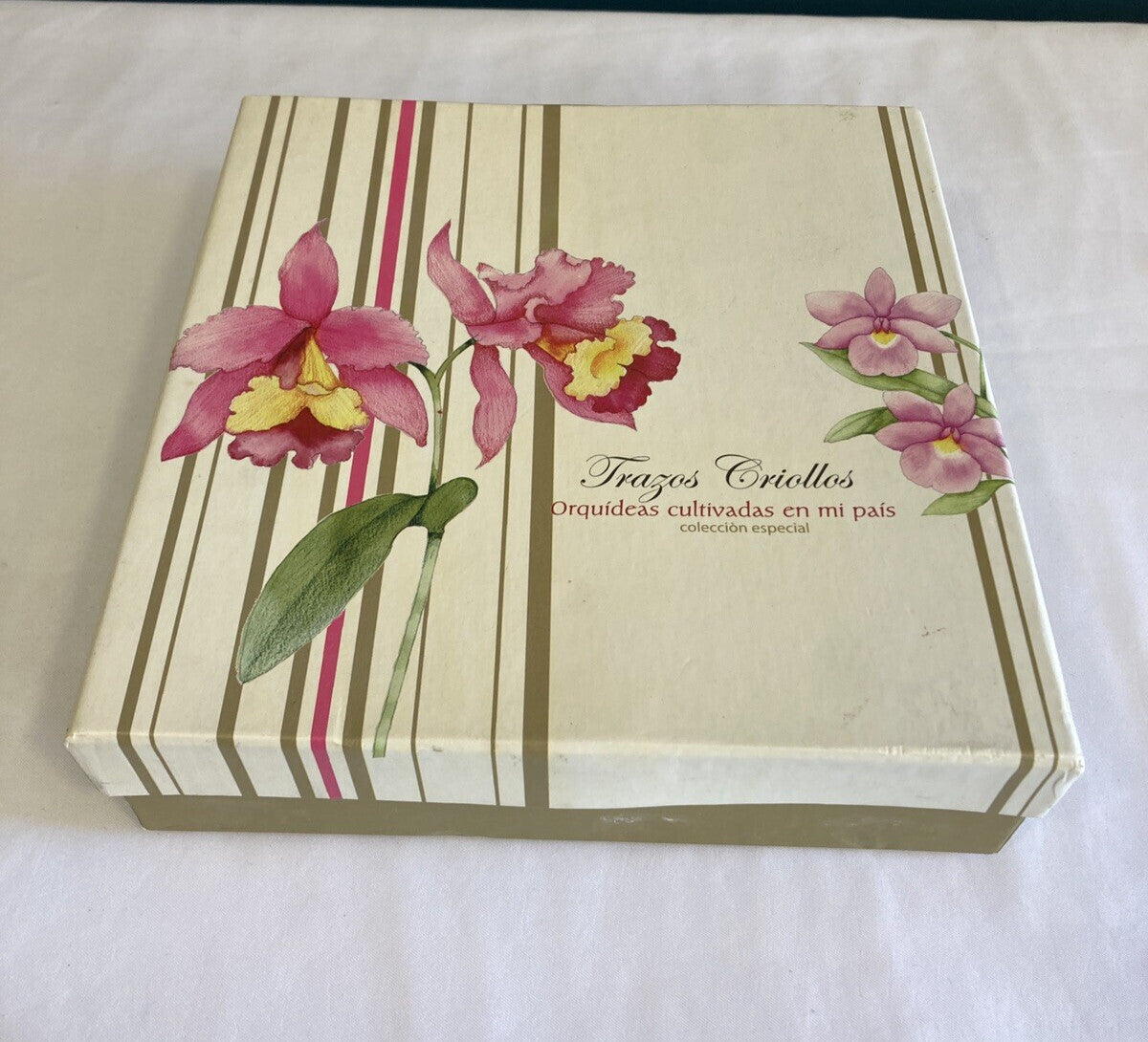 Vintage Trazos Criollos Orchid Plates, Set of 4, Dominican Republic