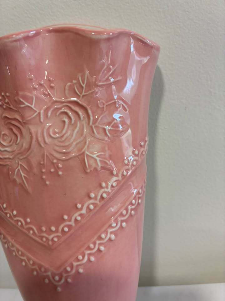 Pink Ceramic Floral Wall Pocket Vase Planter