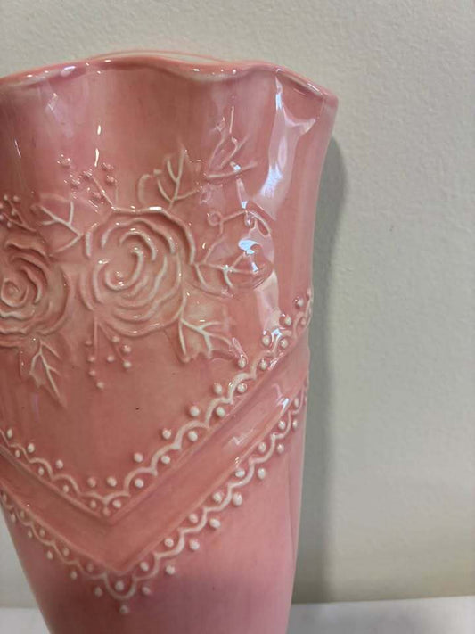 Pink Ceramic Floral Wall Pocket Vase Planter
