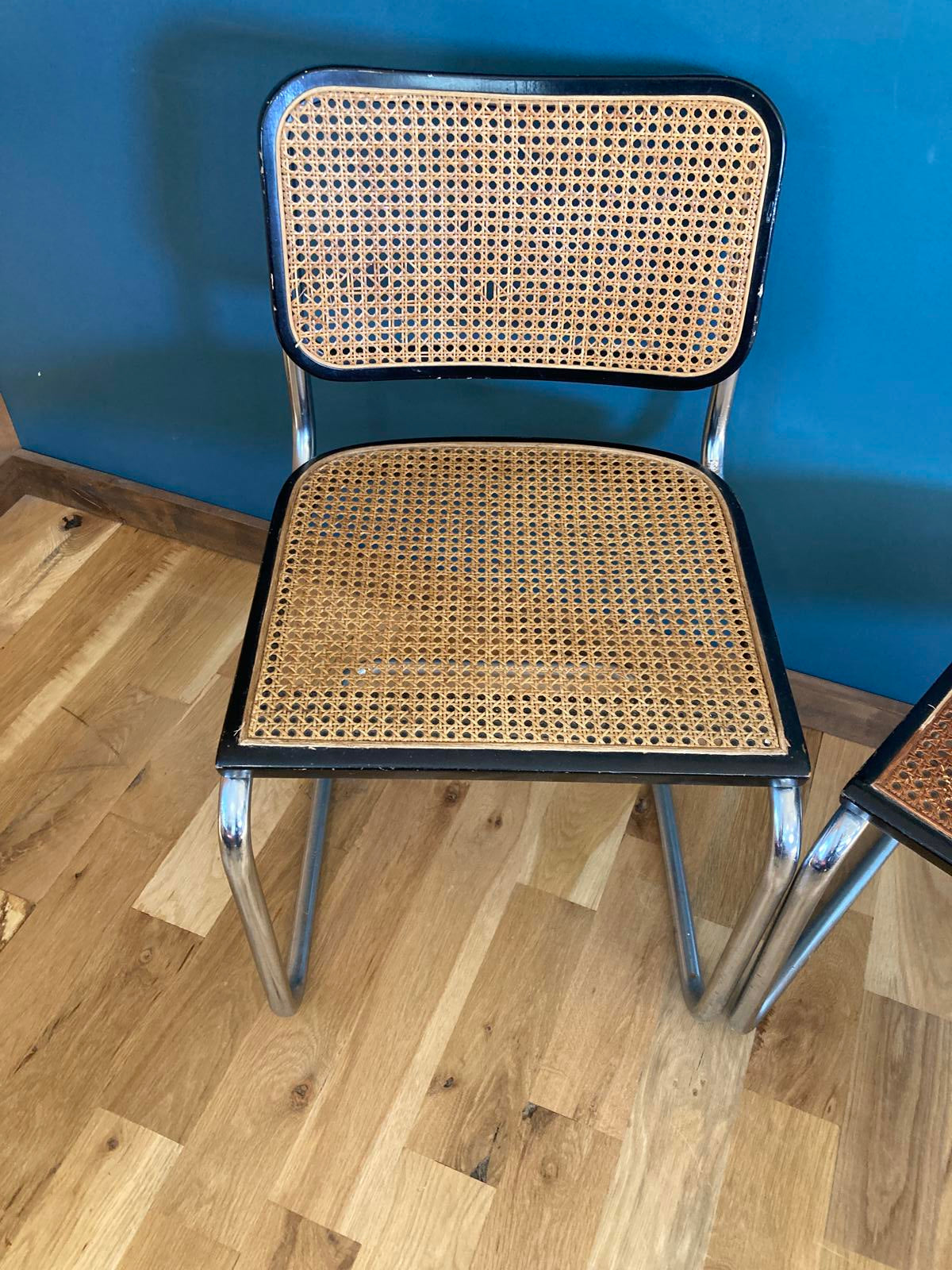 Pair of Mid-Century Modern Chrome & Cane Cantilever Dining Chairs –Vintage Finds