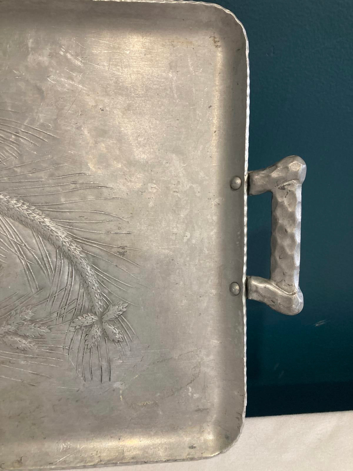 Vintage Everlast Forged Aluminum Tray with Pinecone Design