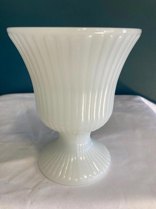 Vintage E.O. Brody Fluted Milk Glass Vase made in USA