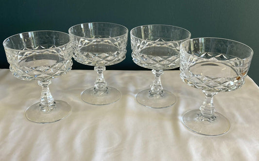 Set of 4 Cristal D'Arques Lead Crystal Sherbet Glasses